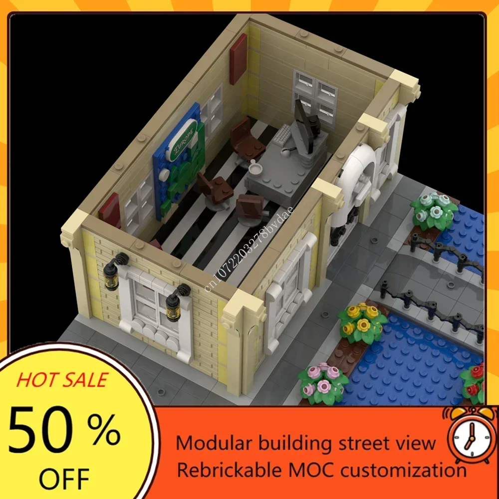 Décennie s de construction de modèle de vue sur la rue, MOC modulaire, architecture, éducation, assemblage, cadeaux de jouets, campus universitaire, créatif, 4485 pièces