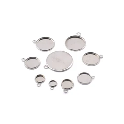 10-20Pcs/Lot 6-25mm Stainless Steel Round Cabochon Base Tray Bezels Blank Setting Supplies For Jewelry Making Findings Pendant