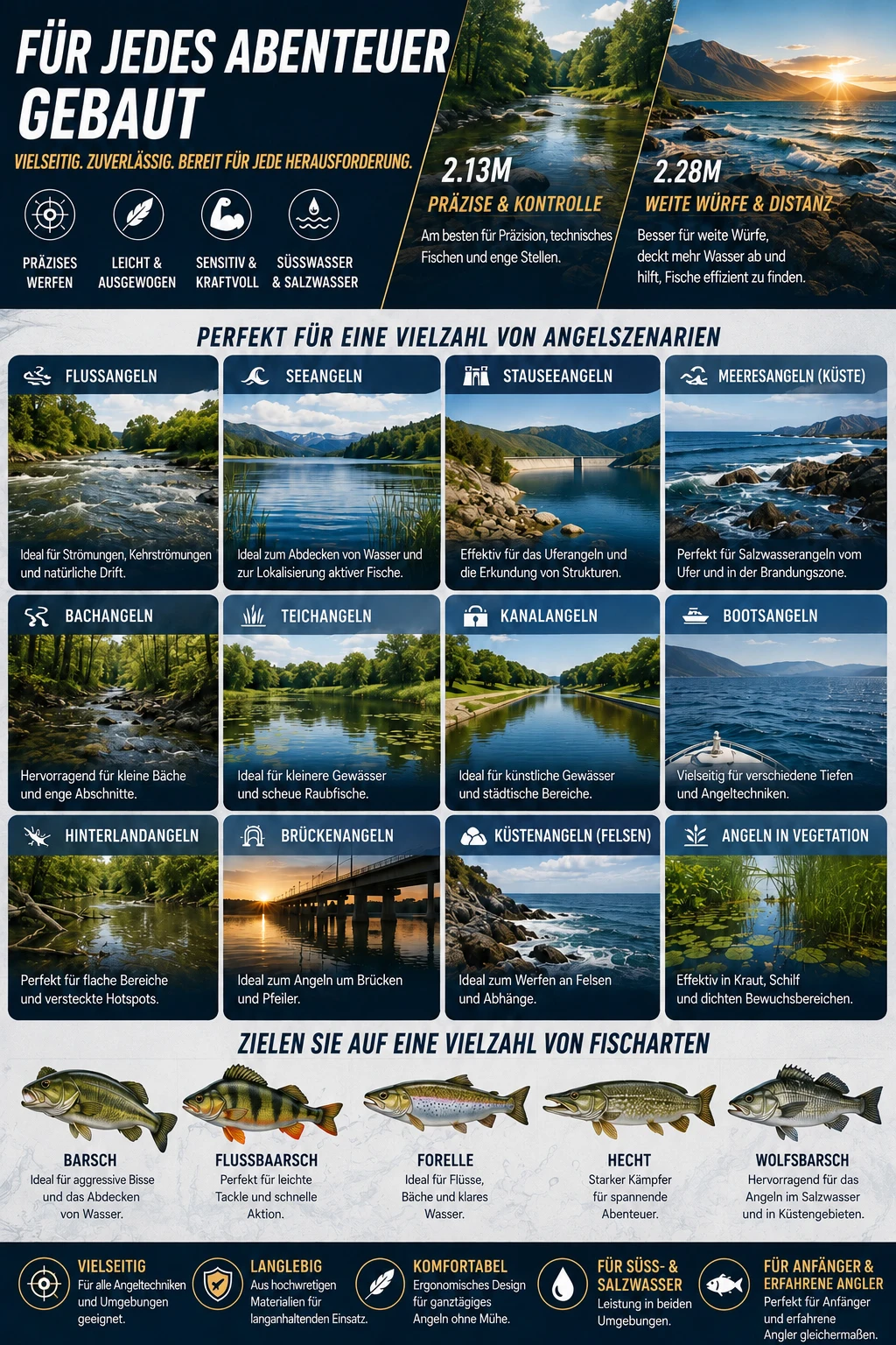 BUDEFO RUBINE FUJI Guide 40T Carbon Spinn- und Casting-Rute ML/MH 3-28g für Bass, Hecht, Zander, Barsch, 2,08m/2,13m/2,28m, Schnelle Aktion, Ultraleicht, für Meerbarsch, Forelle, Raubfische, Weitwurf, Salzwasser, Süßwasser – Detail 2