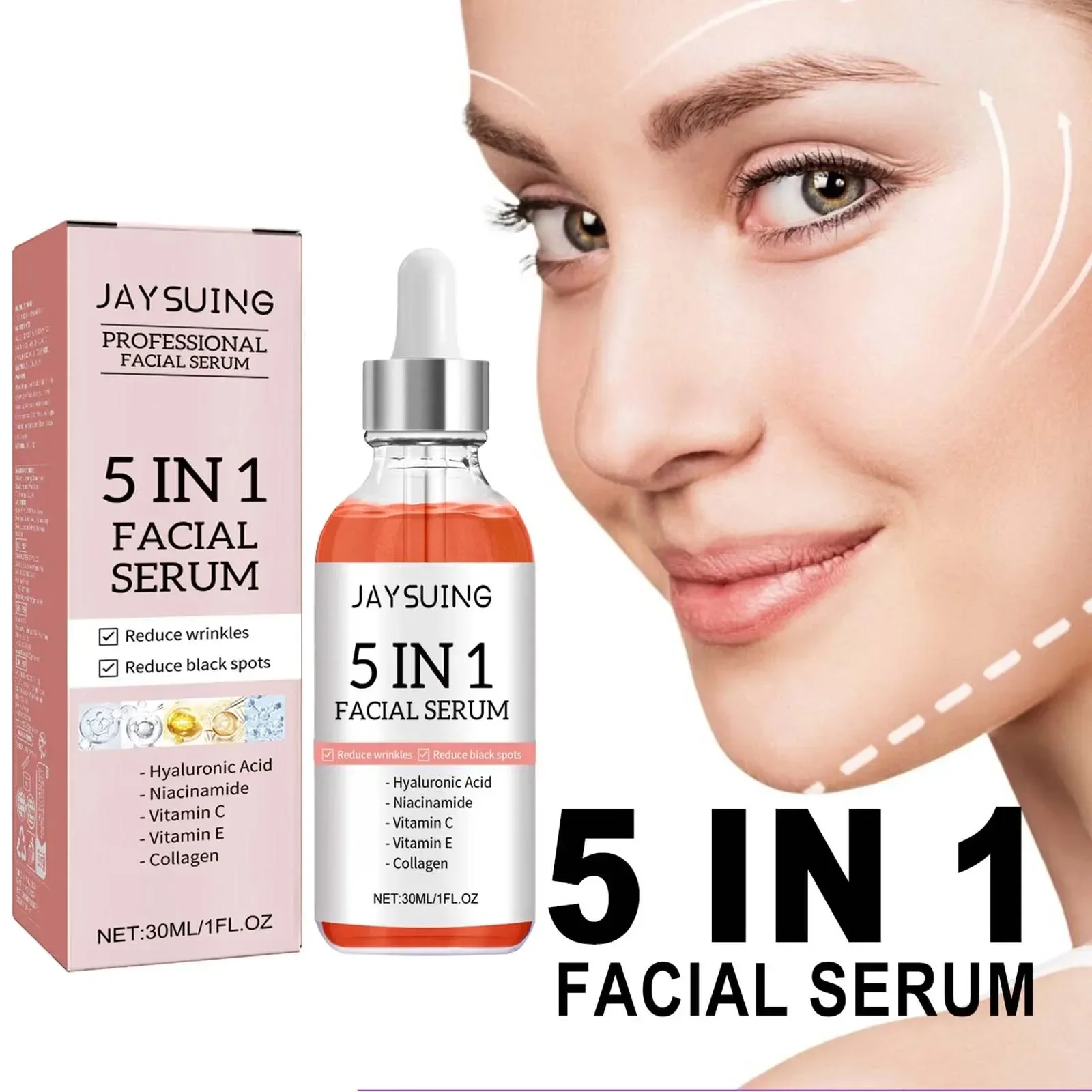 

5 In 1 Facial Serum Hyaluronic Acid Retinol Anti-Aging Face Fade Fine Lines Firming Skin Shrink Pore Moisturizing Brightning