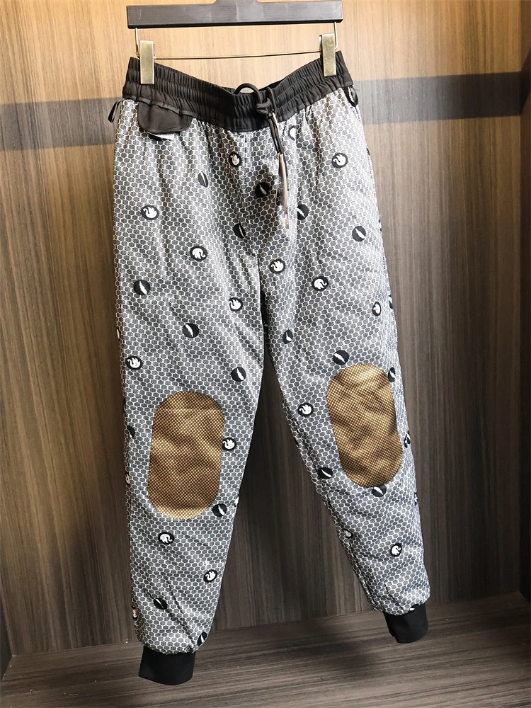 

High-End Goose down Sports Pants Men's Outdoor Warmth Faionable Straight Leg Long Trousers Polyester Fiber Spandex Elastic ...