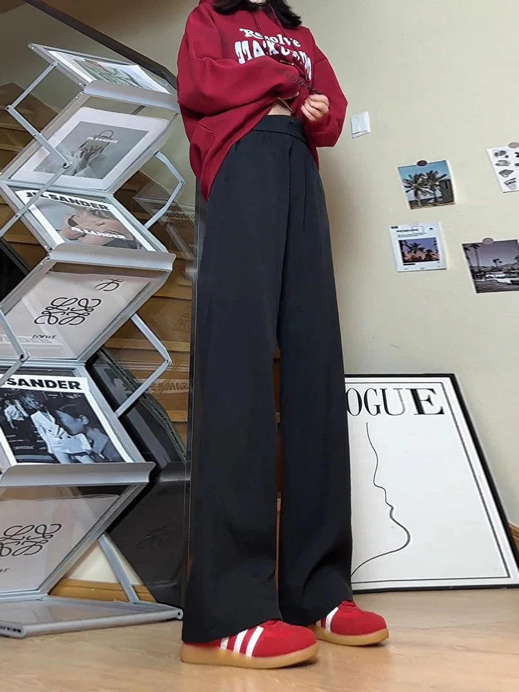 

Мужские повседневные брюки American Style: прямые, струящиеся, черные, для осени и зимы, модные, молодежные