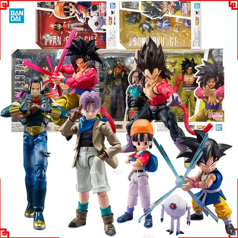 Bandai Dragon Ball GT figura de acción SHF Super Saiyan 4 Goku Vegeta Pan Super 17 Trunks GT figuras de Anime de alta capacidad Juguetes