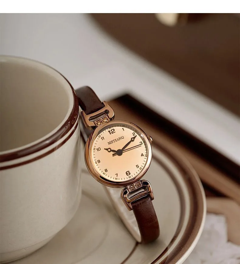 New small dial watches for women, light luxury, niche, student, retro, forest style, small and charming, academic style watches