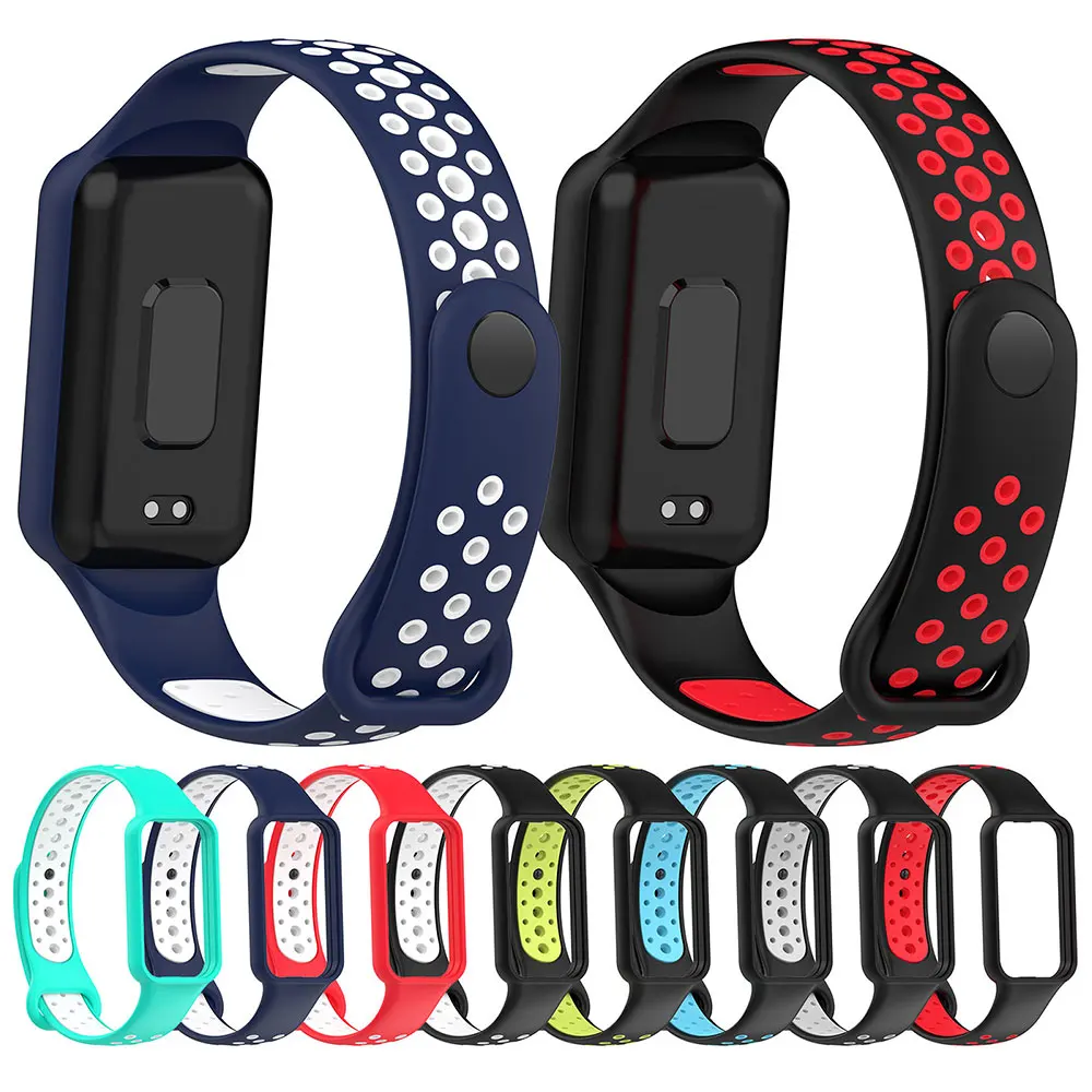Fashion Two-tone Soft Silicone Strap For Huami Amazfit Band7 Sport Wristband Bracelet Correa For Amazfit Band7 Watch Accessories