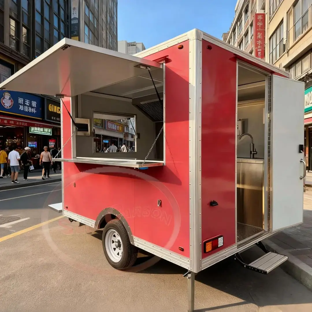 

Custom 16ft Small Pizza Concession Mobile Food Truck with Full Kitchen Portable Toilets Fast Food Catering Vehicle for Sale