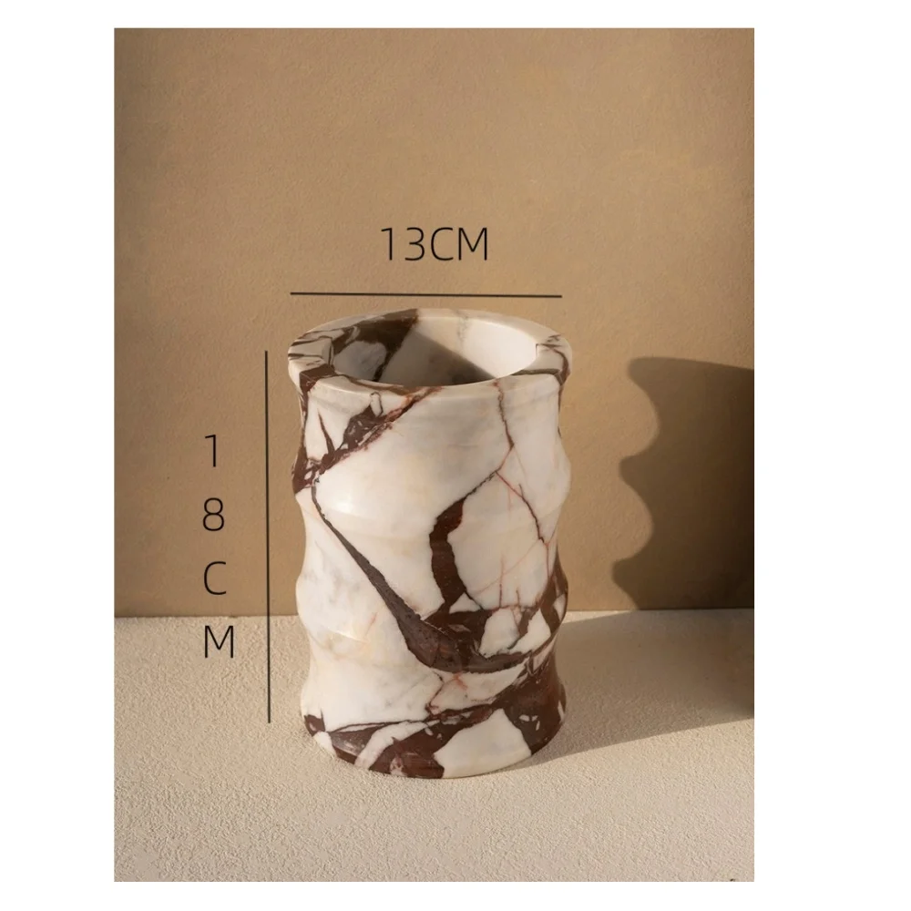 

Italian romantic natural marble ice bucket designer villa model room large apartment porch living room creative marble vase