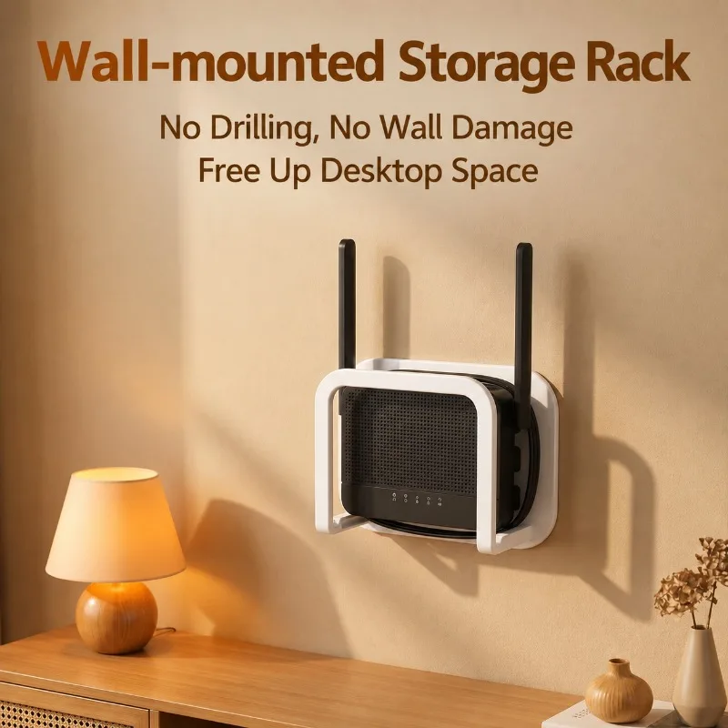 Drilling‑type Wall Hanging WiFi Router Shelf Neat Modem Storage Container Functional Wall Bracket Arranging Optical Cats