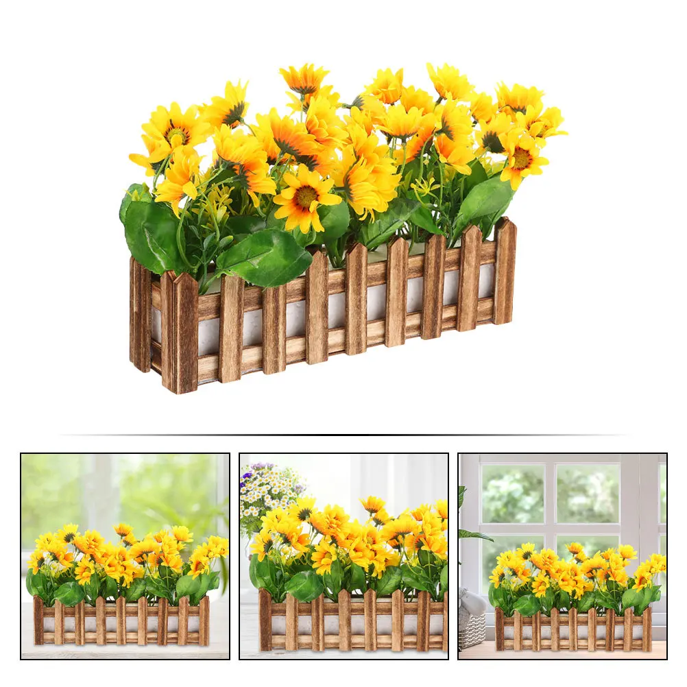

Realistic Sunflower Bonsai Decor Artificial Flower Arrangement For Home Desk Farmhouse Living Room Wedding Fake Potted Plants