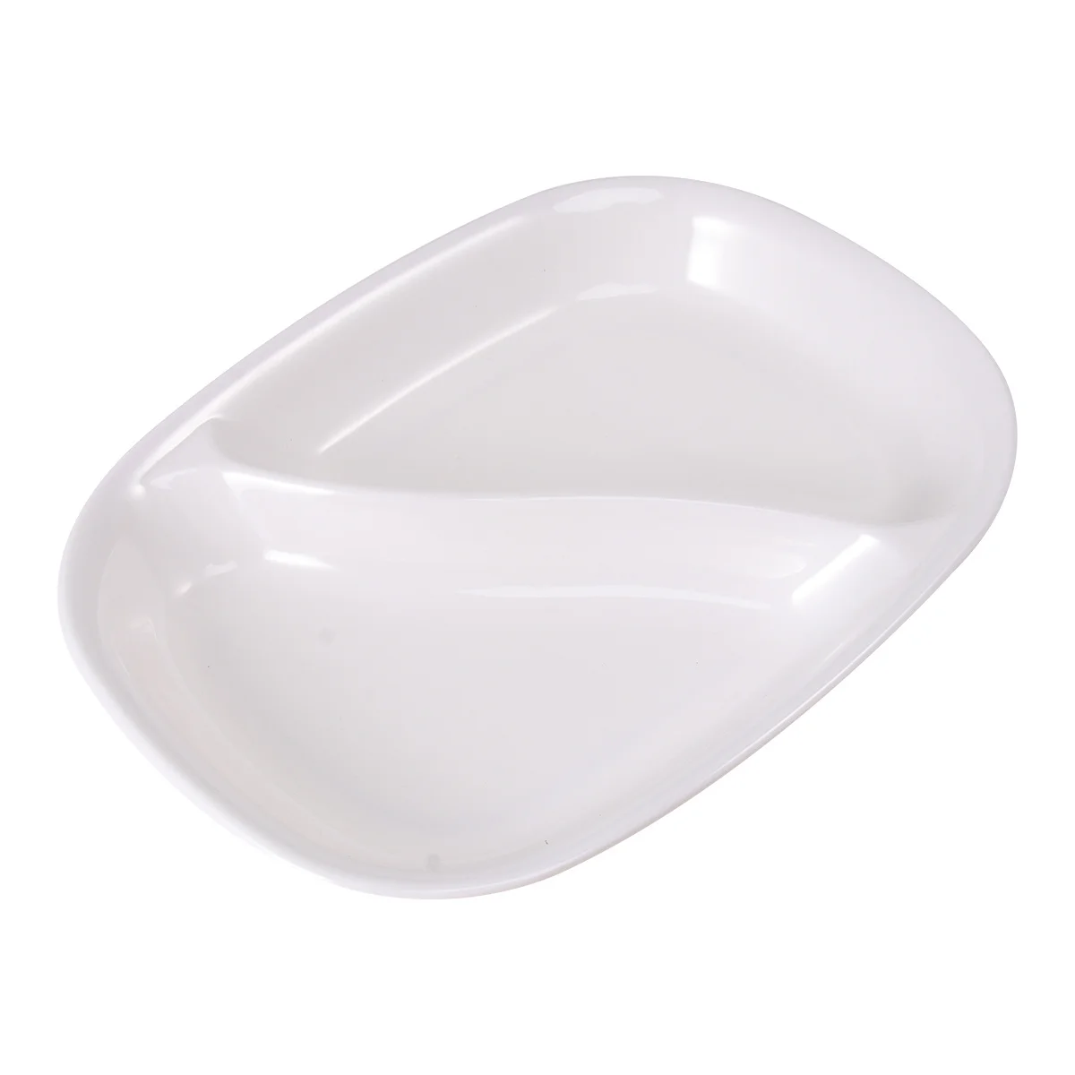 

Rectangular Double Compartments Food Divided Plate Thickened Premium Plastic Snack Plate Stackable Dinner Dish for Fast
