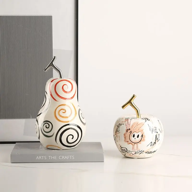 

Креативное современное простое абстрактное украшение ручной работы с изображением яблок и груш для декора гостиной, столовой, винного шкафа.