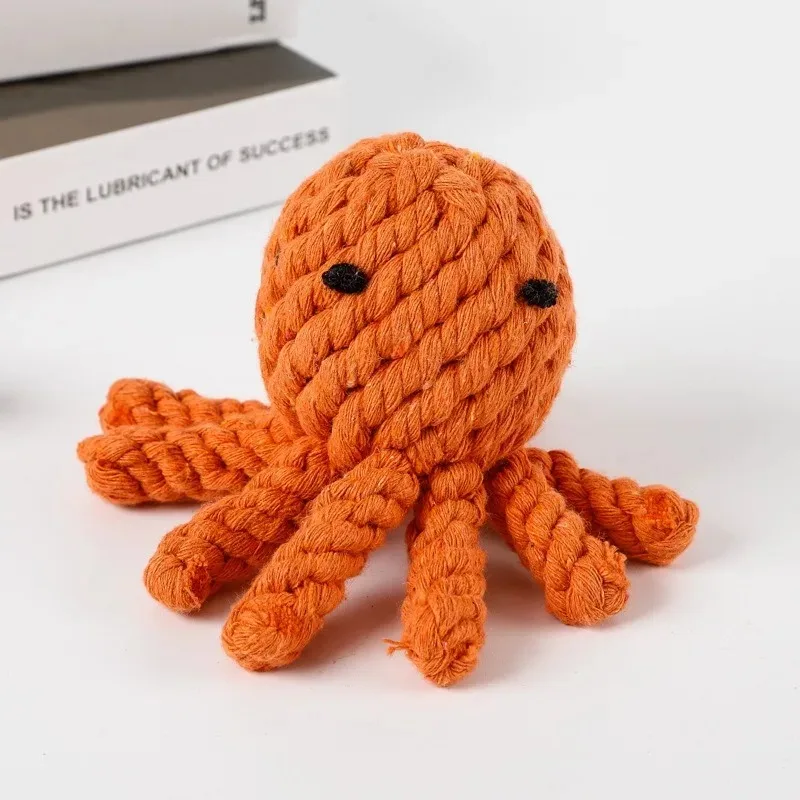 Per piccolo giocattolo per la pulizia molare resistente ai morsi di grandi dimensioni 13 cm Giocattoli da masticare per cani Corda di cotone fatta a mano Polpo Animale