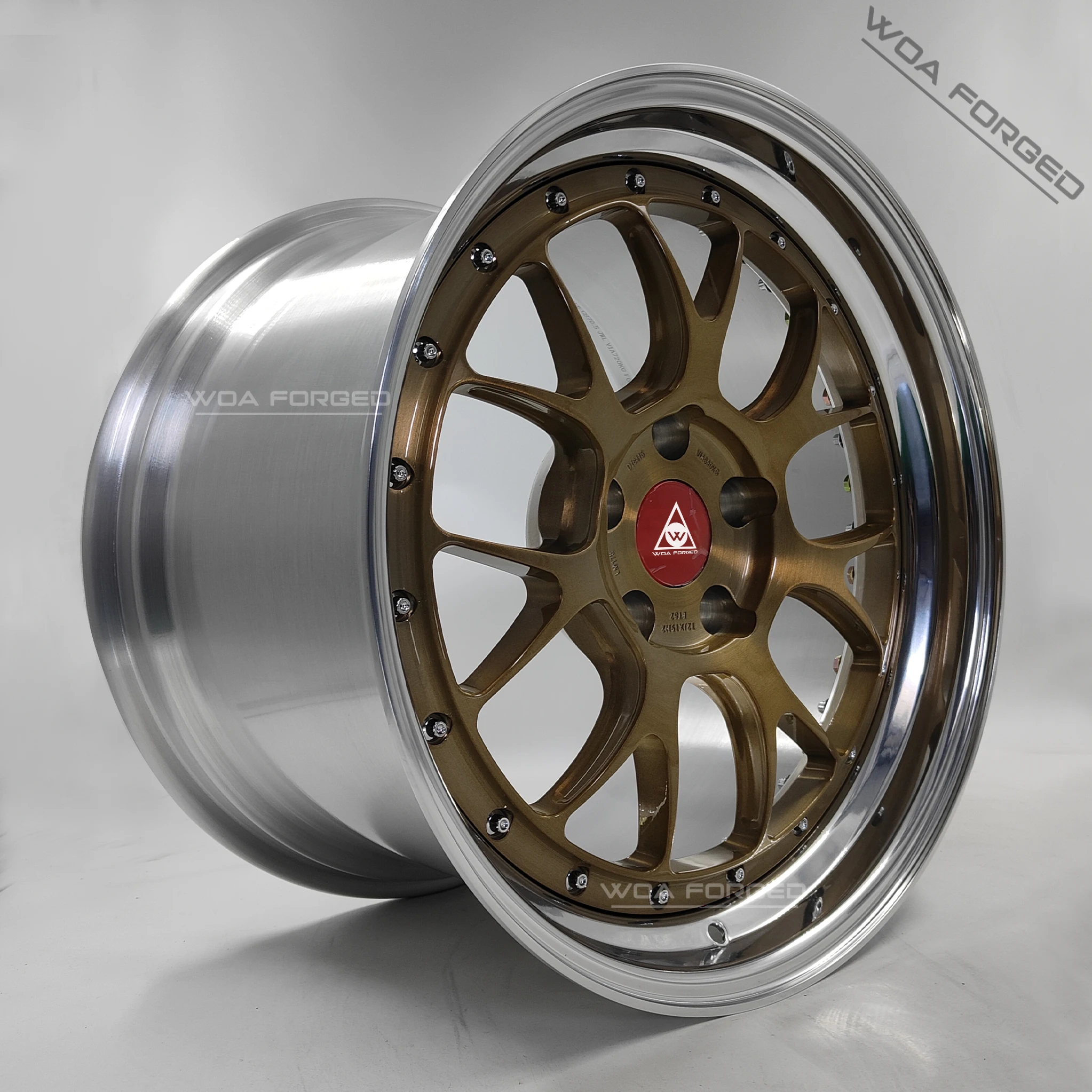 LMR 2-pieces Forged Electroplated Wheel Lip 19 20 21 22 Inch Muti Spoke Deep Dish Brushed Bronze Middle Plate 5X112 5X120 for M2