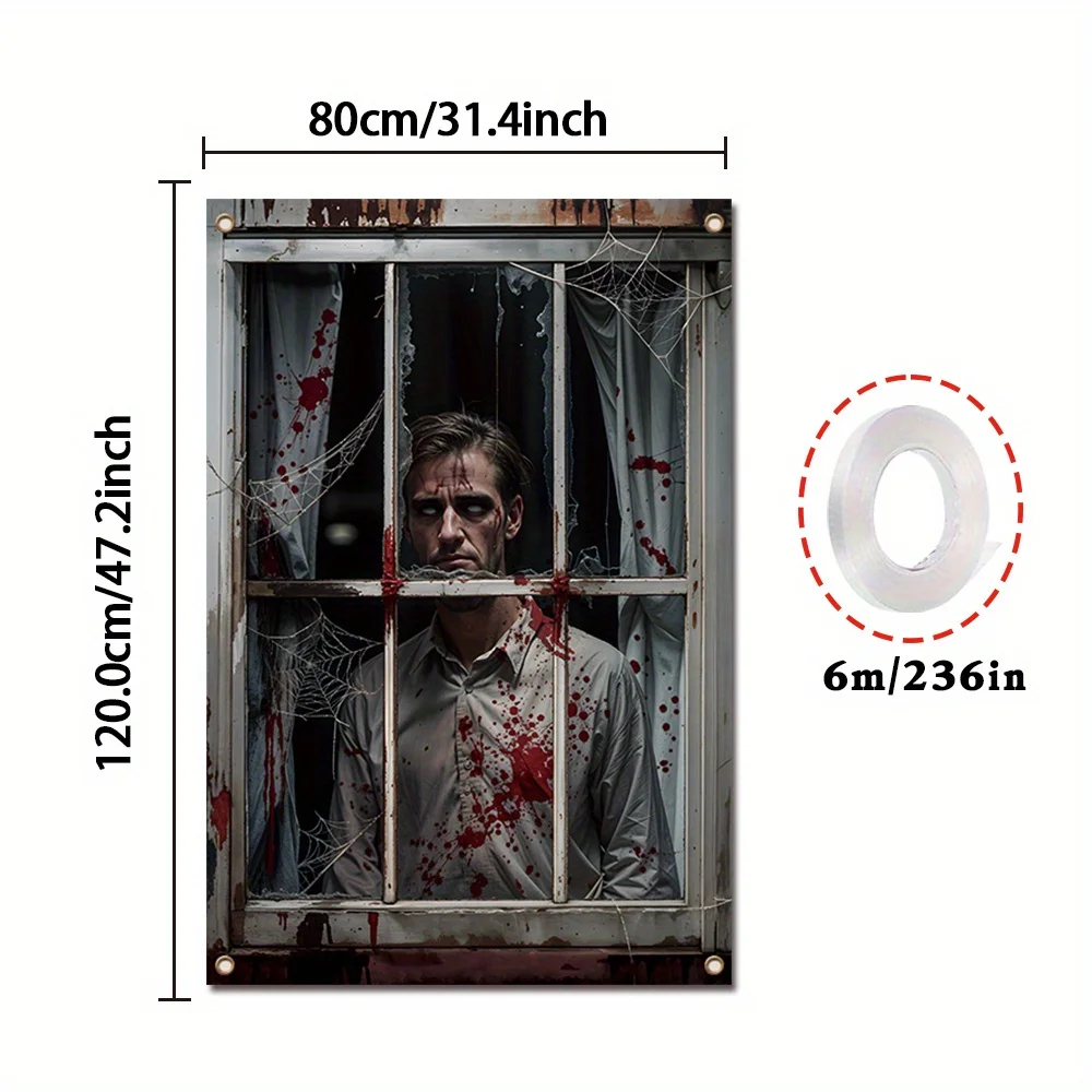 Halloween-themed party window banner, a background of a staring monster, festival celebration, home decoration - Image 3