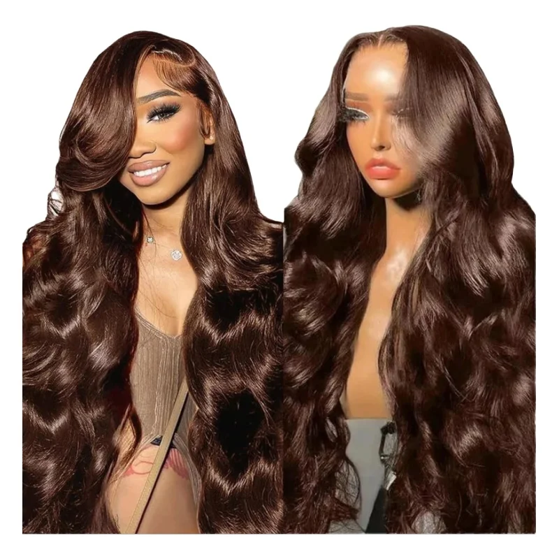 Schokoladenbraune Body Wave Lace Front Perücke Transparente 13x4 13x6 HD Lace Frontal Perücken 4x4 5x5 Lace Closure Farbige Echthaarperücken
