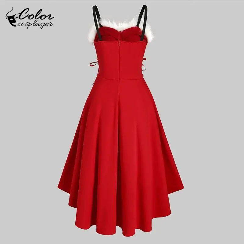 Colore Cosplayer natale Halter Dress per le donne capodanno Party Dress Up Masquerade Cosplay Costume adulto Sexy Xmas abbigliamento