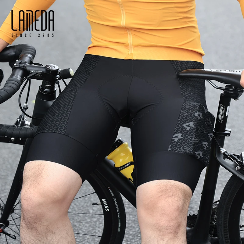 LAMEDA New Cycling Bib Shorts With Pockets UPF50+ Elastic Interface Pads Men Spring Summer MTB Road Bike Shorts