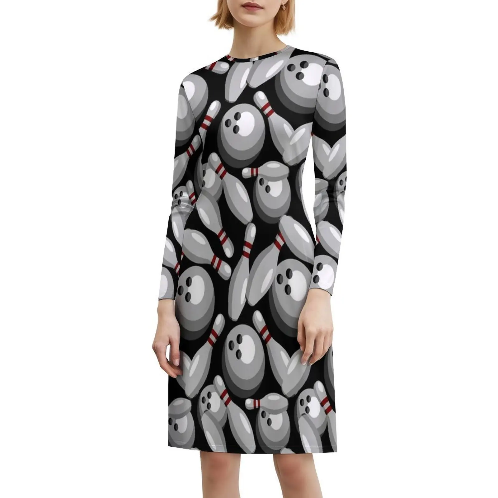 دبابيس وكرات البولينج نمط سلس فستان بوهيمي عتيق بأكمام منتفخة أو خيارات بلا أكمام للنساء فستان البولينج #6