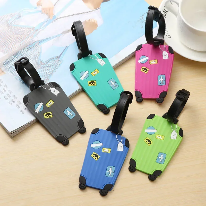 Portable PVC Luggage Tag Travel Accessories Baggage Name Tags Suitcase Address Label Holder Organizer for Travel Luggage Strap