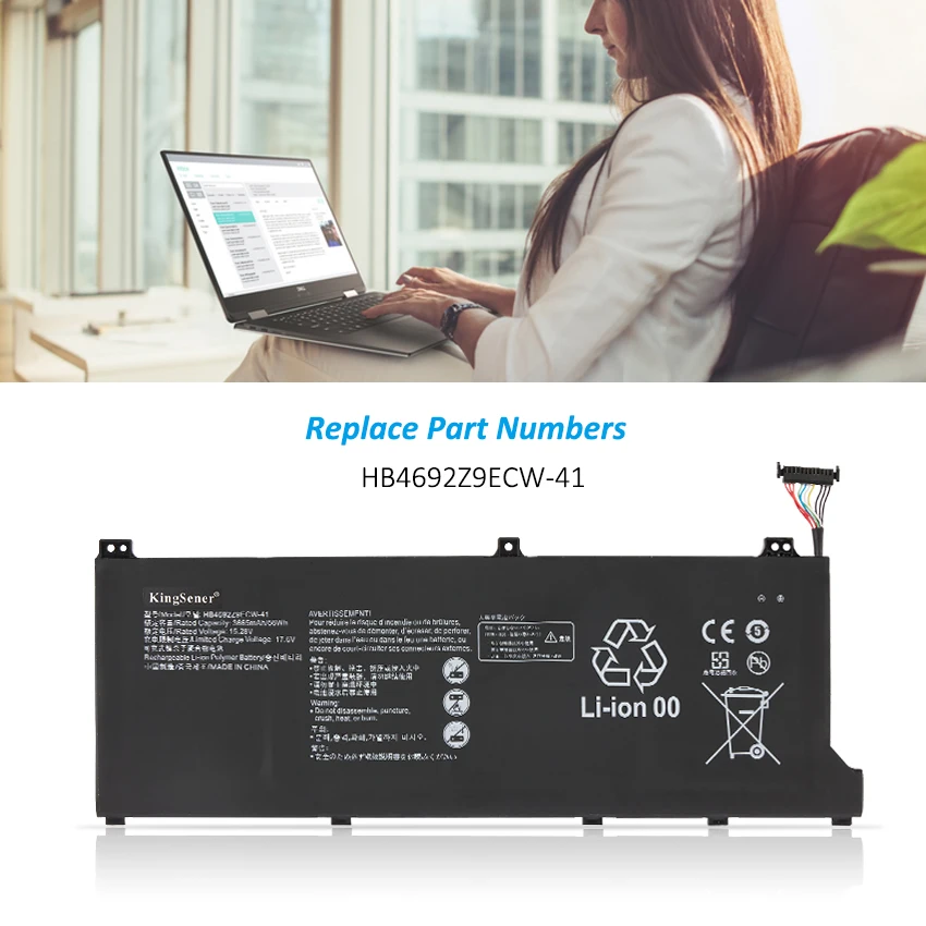 KingSener HB4692Z9ECW-41 4ICP5/62/81 Battery For Huawei Honor MateBook D14-53010TVS Magicbook 14 HB4692Z9ECW-22A NBLK-WAX9X 56WH