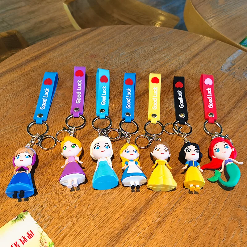 Creative Princess Keychain Lovely Mermaid Alice Snow White Doll Pendant Keyring Kids Girls Schoolbag Pendants Gifts Good Friends