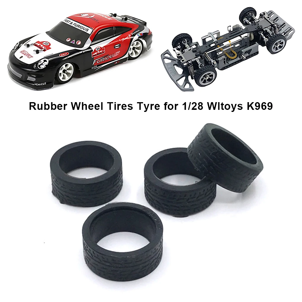 4 pz/set RC pneumatici per ruote in gomma per auto compatibile con 1/28 Wltoys K969 RC ruota in gomma per auto