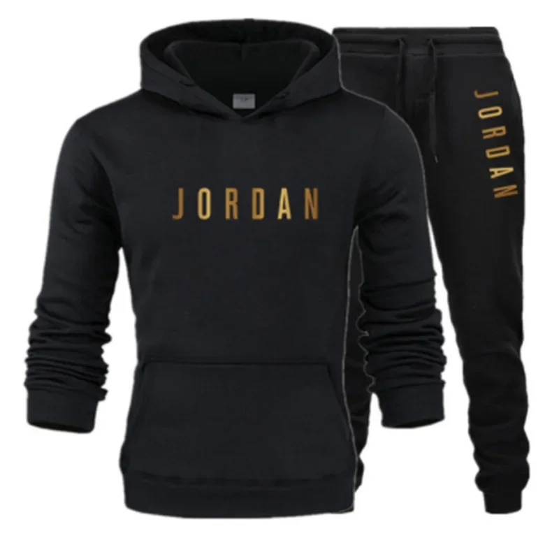2026Men's printed sports suit hoodie and sweatpants two-piece set suitable for casual sports street wear