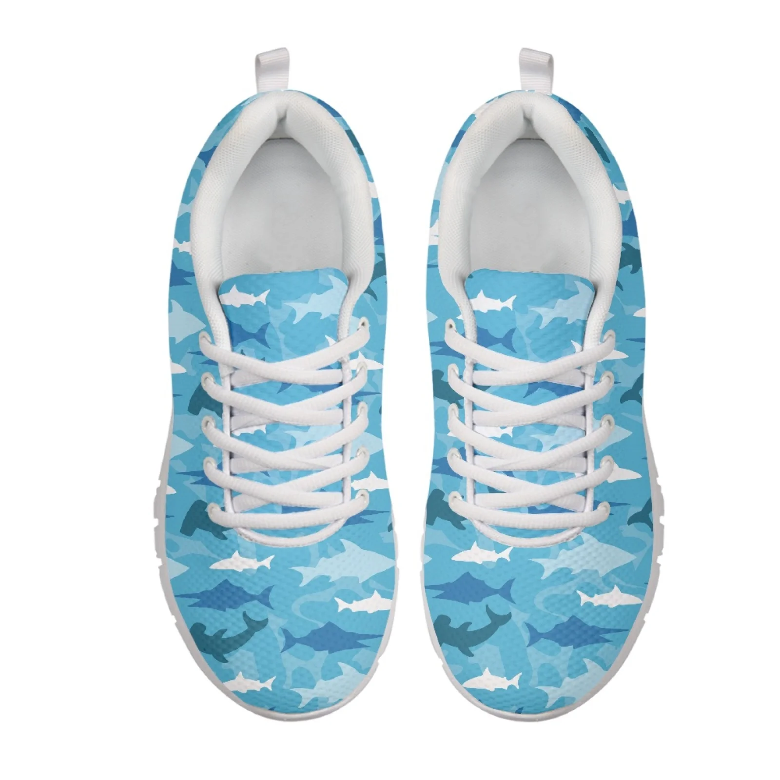 Coloranimal Blue Shark Camo Breathable Athletic Shoes Womens Sneakers Running Athletic Shoes Athletic Footwear for Ladies Lady