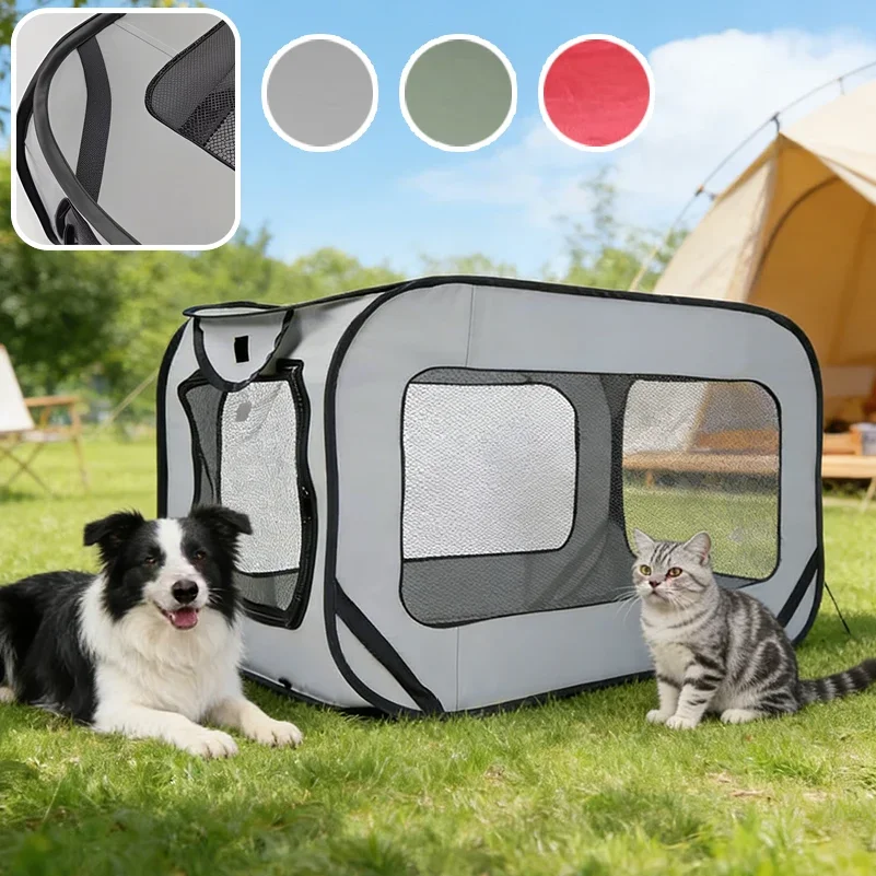 Outdoor Camping Dog Fence - حامل حيوانات أليفة كبير قابل للطي