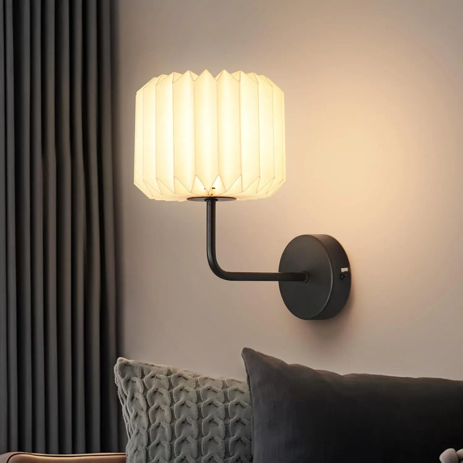 Applique murale d'intérieur, lampe murale vintage pour chambre à coucher, lampe murale de couloir G9 blanche, abat-jour en papier, design lumineux pour salon, couloir, chevet, escalier (ampoule non incluse)