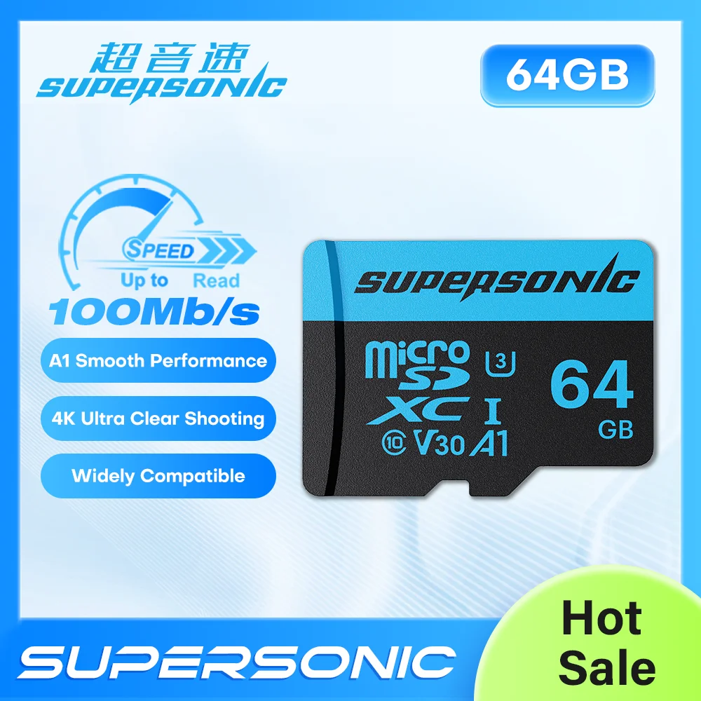 

Original Supersonic Micro SD Card C10 32GB 64GB 128GB Microsd Memory Card A1 Flash TF Card for Phone&Surveillance camera