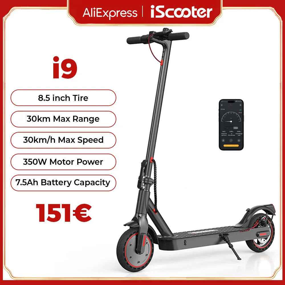 iScooter i9 Electric Scooter 350W Scooter for Adults 7.5Ah 30km/h Foldable E scooter 8.5 inch Honeycomb Tire scoorter electrico