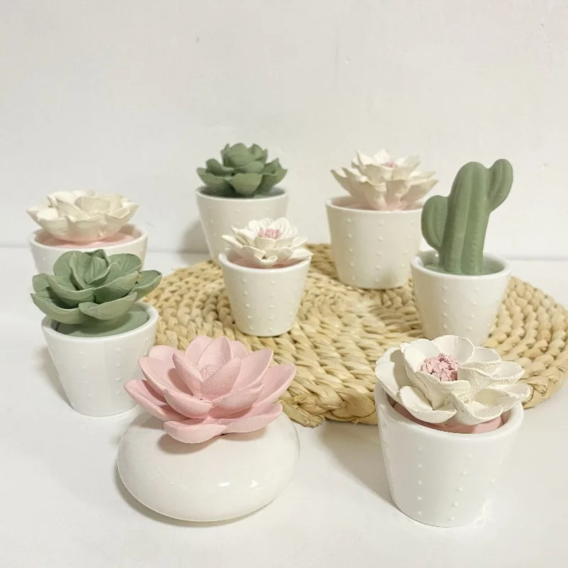Hand‑Sculpted Flower Ceramic Aroma Furnace Ornament Fireless Aromatherapy Essential Oil Diffuser,Home & Hotel Decor accessories