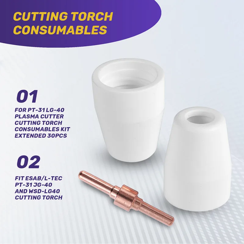 PT-31 -40 플라즈마 커터 절단 토치 소모품 키트 확장 30개용 F-F
