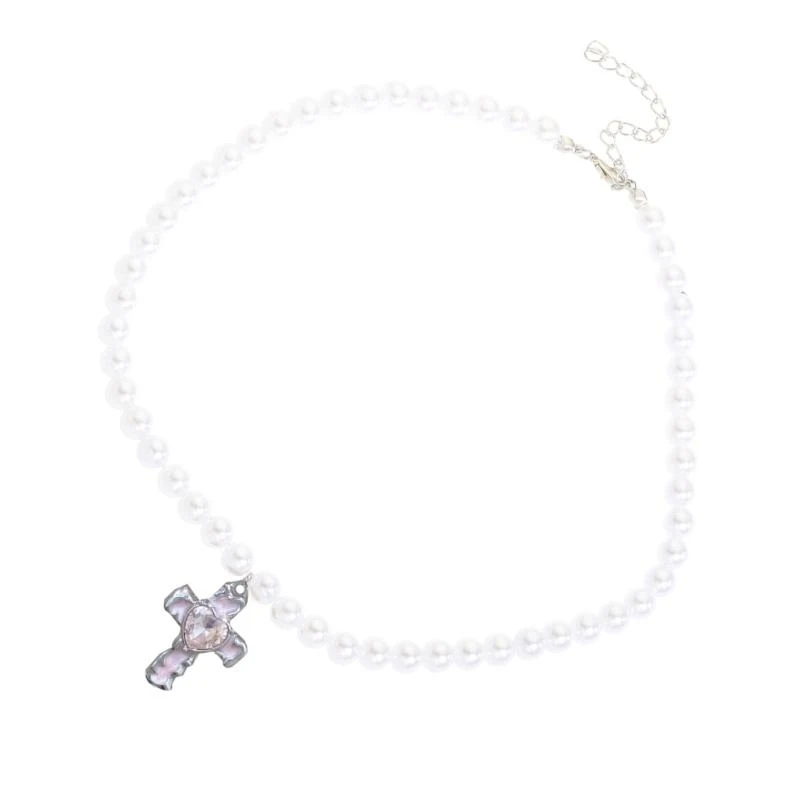 Imitation Pearl Beaded Clavicle Chain for Women Adjustable Length Choker Jewelry