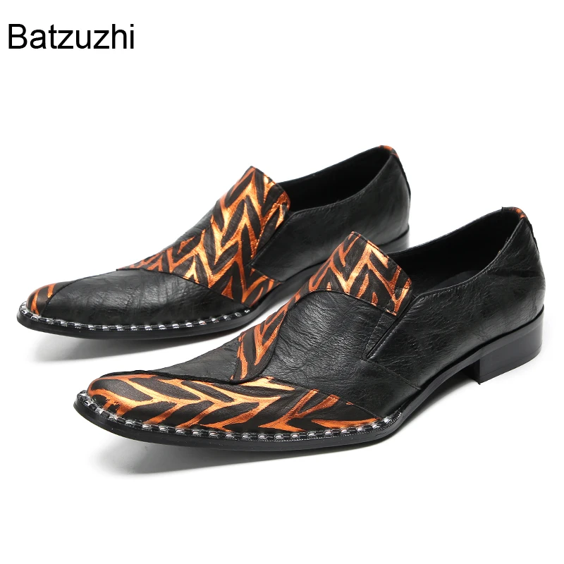 

Batzuzhi Top Fashion Men's Shoes Luxury Brown Black Genuine Leather Dress Shoes Men Flats Business, Party Footwear, Big Size 47