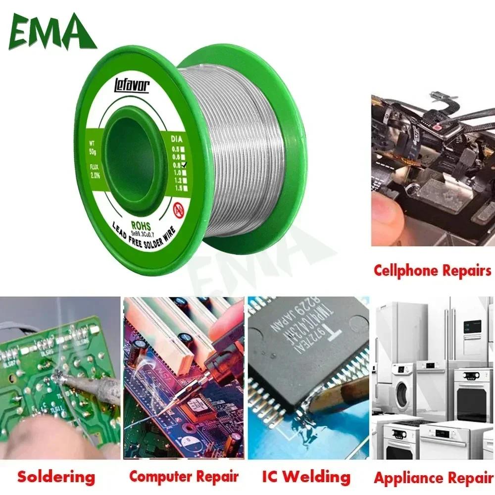 50g-500g Solder Tin Wire Eco-friendly Low Melting Point No Clean Needed SN99.3CU0.7 Leady Free/Leady Soldering Tin Wire