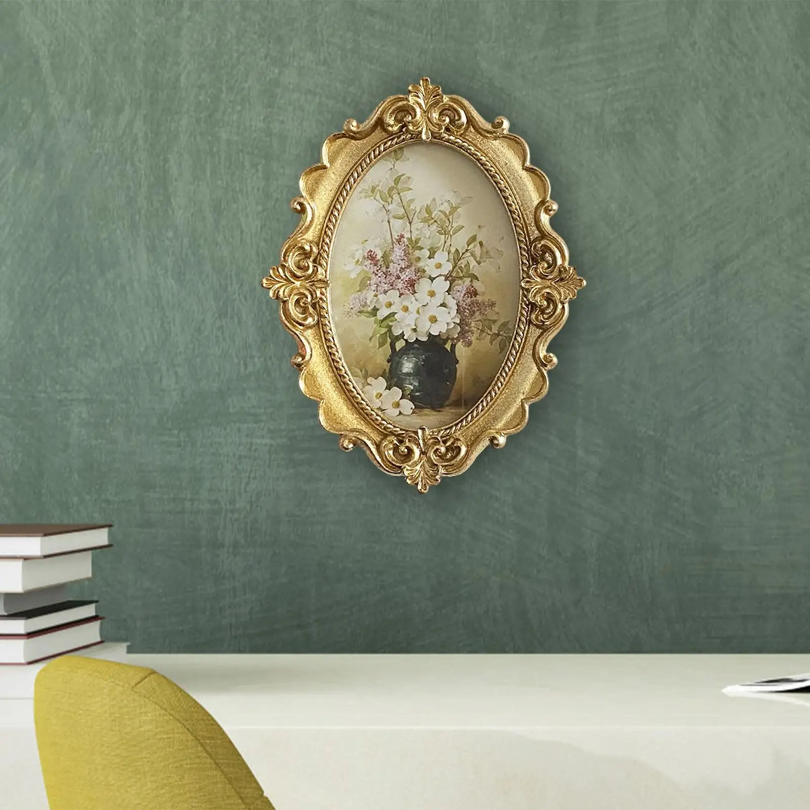 Retro Style Photo Frame Picture Holder Tabletop Hanging Embossed Frame Ornate Desktop Picture Frame for Holiday Bedroom Decor