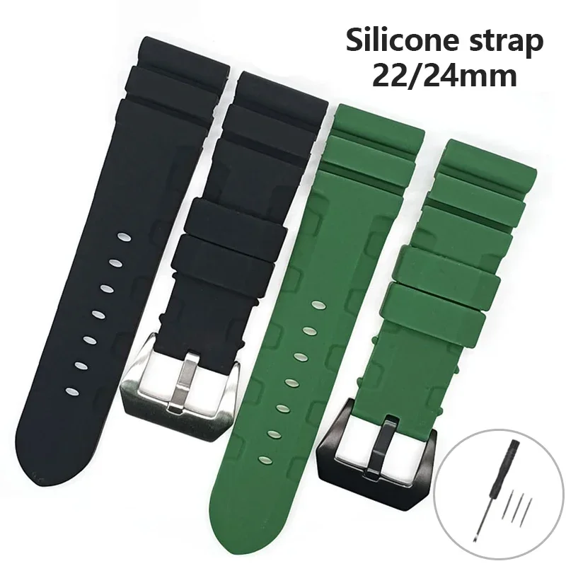 Silicone Watchband for Panerai PAM441 359 Waterproof Sports Rubber Wrist Strap Men Watch Bracelet 22mm 24mm Watch Accessories