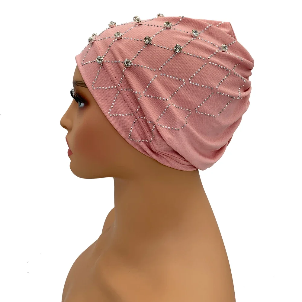 Muslim Inner Hijabs Islam Under Scarf Cap Stretchy Headscarf Bonnet Turbante Mujer Rhinestone Head Wraps for Ramadan Women