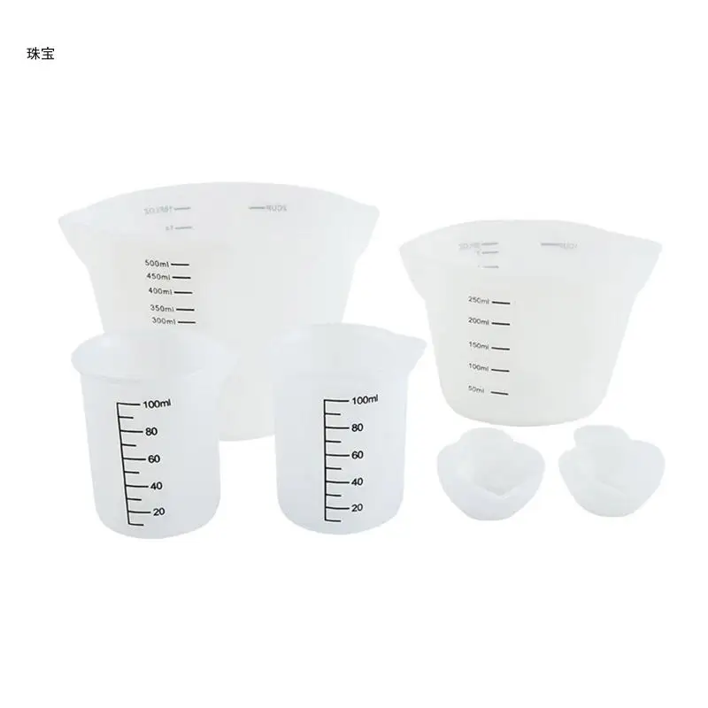 X5QE Silicone Measuring Cups 500ml and 250ml Large Reusable Resin Measuring Cups