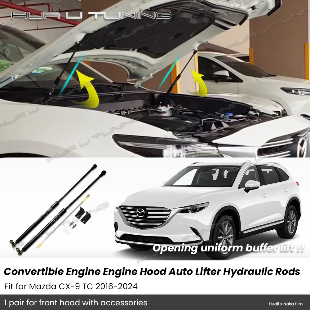 

For Mazda CX-9 TC 2016-2024 Conversion Front Engine Hood Auto Lift Premium Hydraulic Rods Support Auto Accessories