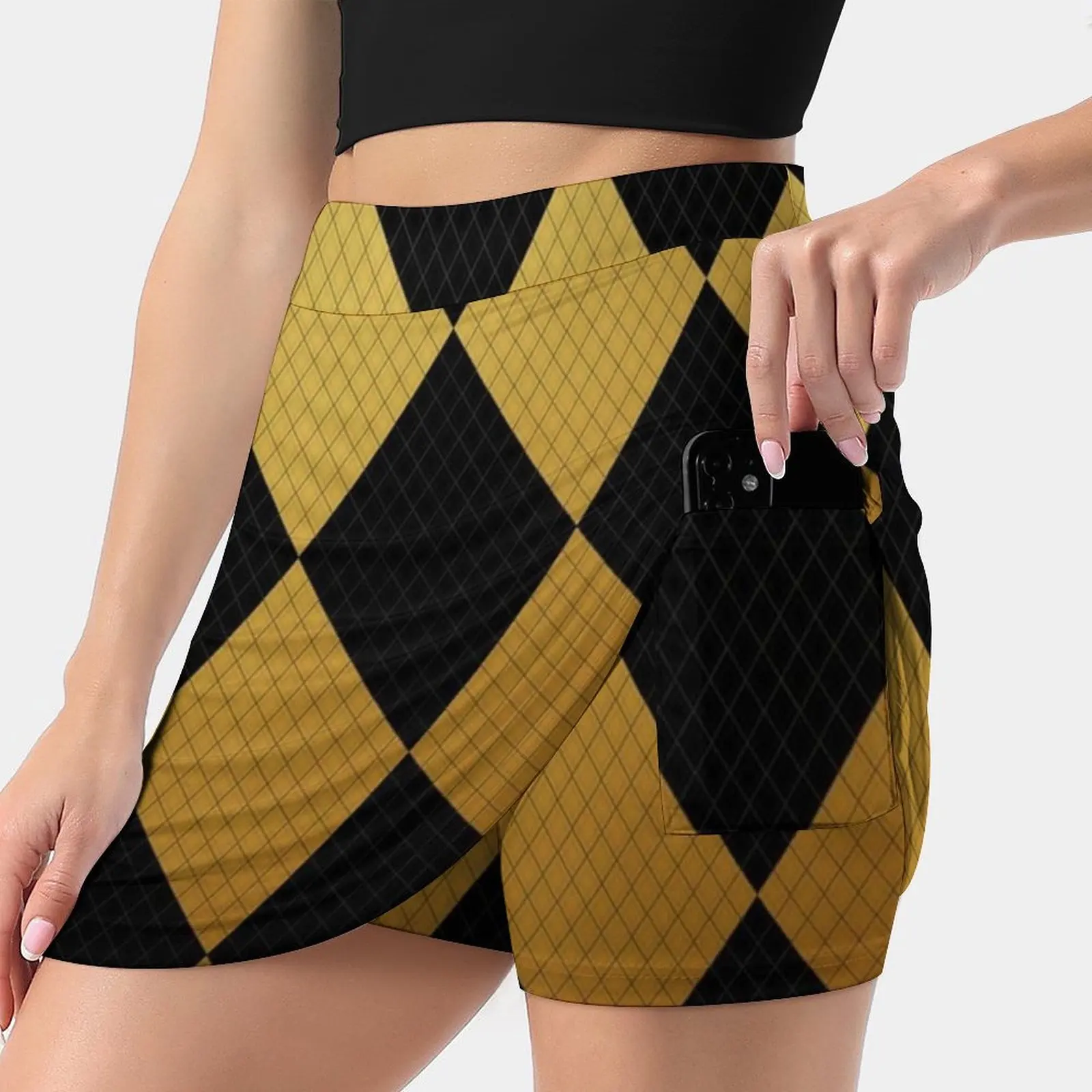 

Gold And Black Diamonds Women's skirt Mini Skirts A Line Skirt With Hide Pocket Hq Quinn Clown Girls Comic Mad Crazy Black Gold