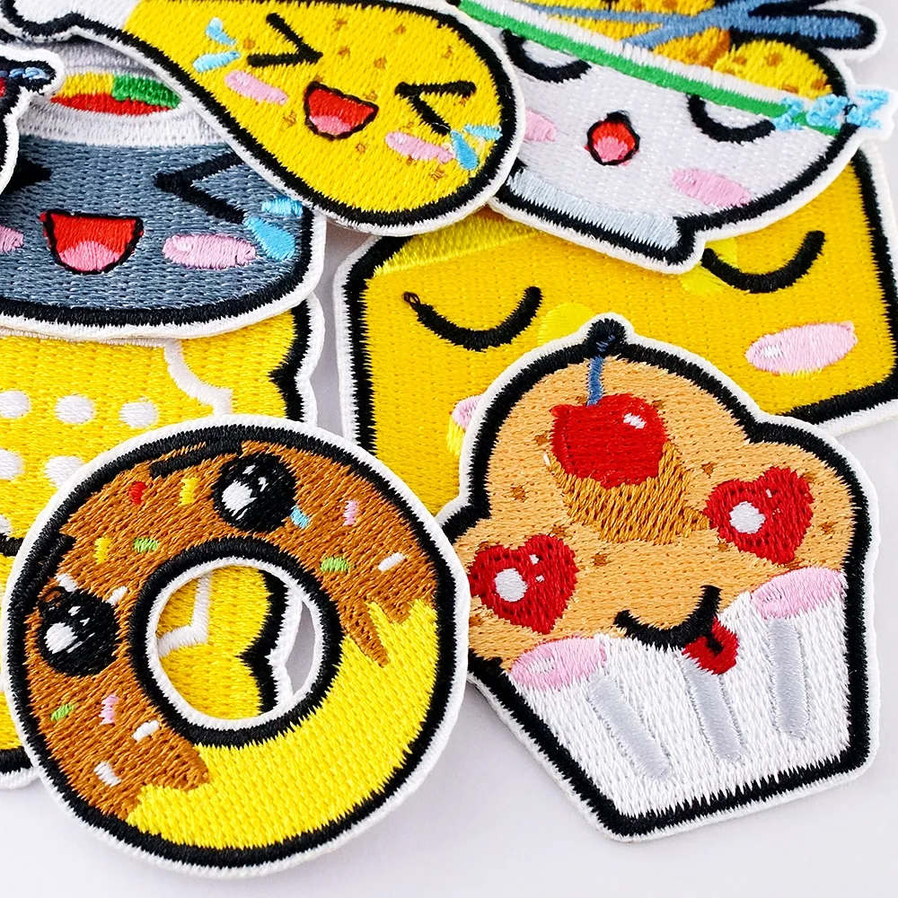 16Pcs/Lot French Fries Hamburg Biscuit Decoration Patches Embroidery Applique Ironing Clothing Sewing Supplies Decorative Patch