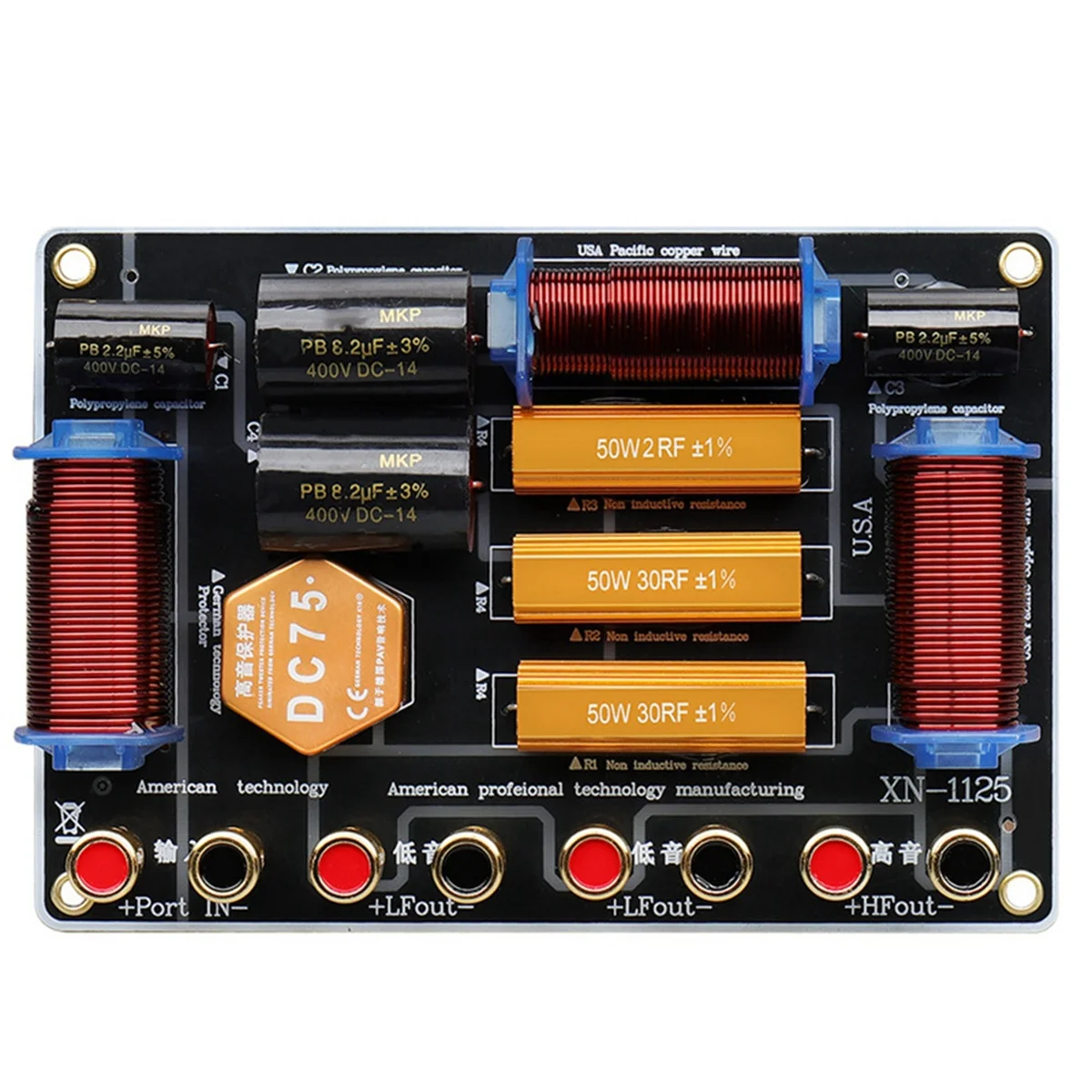 BAAZ PANAS ~ Speaker Crossover 1300W Daya Tinggi Dua Pembagi Frekuensi Satu Tinggi Dua Rendah untuk Speaker Ganda 10 Inci/12 Inci/15 Inci