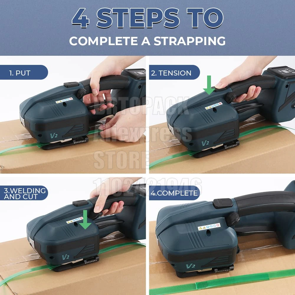 V2 Battery Plastic Strapping Machine Pallet Handheld Electric PET Strapping Tool Banding Machine Automatic RechargeableStrapper