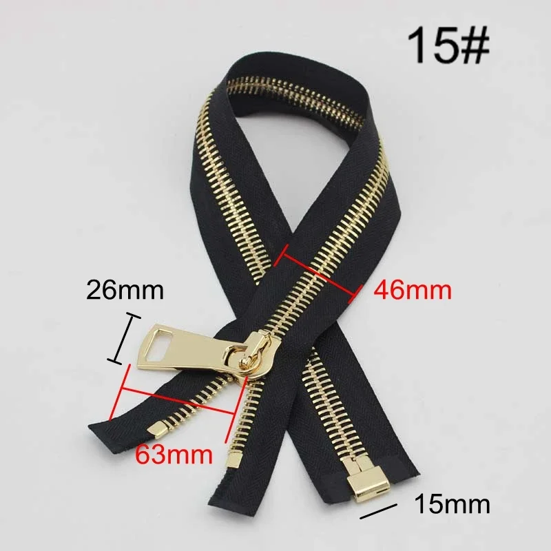 10pcs custom 50cm #15 black tape metal zipper top quality No15 big slider puller Closed-end zipper for jacket DIY bags accessory
