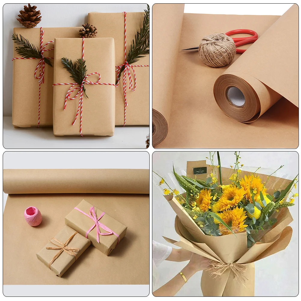 Gift Scroll Kraft Wrapping Paper Ream of Papers 3000X1000X1000CM Floral Flower