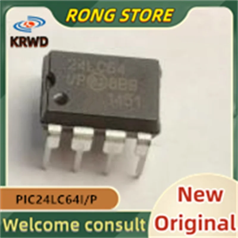 5PCS 24LC64I/P New original PIC24LC64I/P PIC24LC64I 24LC64 DIP-8