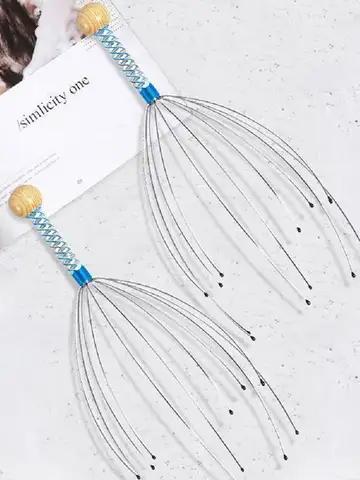 Relax Octopus Head Massager Stainless Steel Engraved Head Relaxer Brain Massage Claw Scalp Scratcher Itch Reliever Random Color
